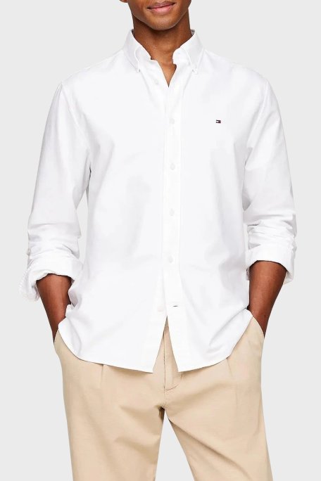 Tommy Hilfiger % 100 Pamuk Regular Fit Erkek Gömlek MW0MW35774 YBR BEYAZ - Tommy Hilfiger