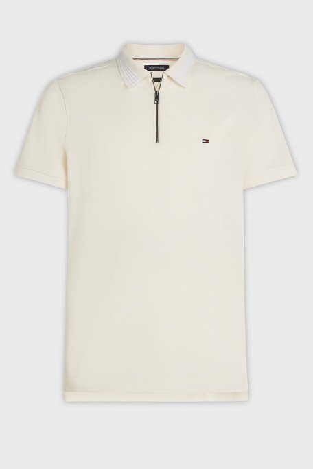 Tommy Hilfiger % 100 Pamuk Regular Fit Fermuarlı Erkek Polo Yaka T Shirt MW0MW38473 Z00 AÇIK BEJ - Tommy Hilfiger