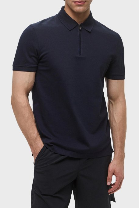 Tommy Hilfiger % 100 Pamuk Regular Fit Fermuarlı Erkek Polo Yaka T Shirt MW0MW38746 DW5 LACİVERT - Tommy Hilfiger