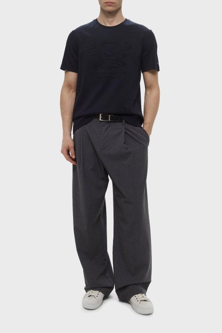 Tommy Hilfiger % 100 Pamuk Regular Fit Kabartma Logolu Erkek T Shirt MW0MW39168 DW5 LACİVERT - Tommy Hilfiger (1)