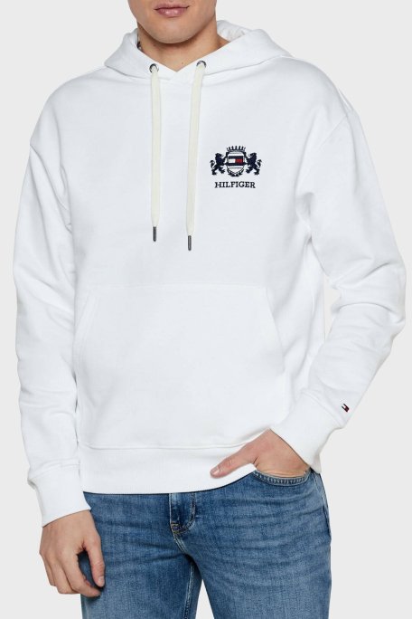 Tommy Hilfiger % 100 Pamuk Regular Fit Kapüşonlu Erkek Sweat MW0MW37462 YBR BEYAZ - Tommy Hilfiger