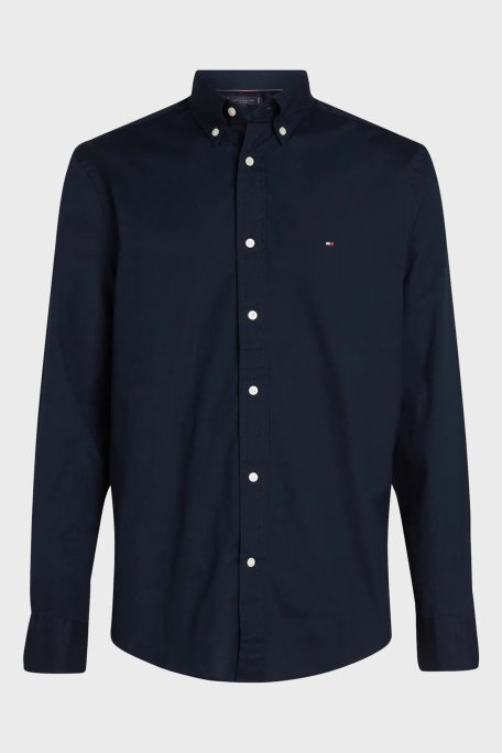 Tommy Hilfiger % 100 Pamuk Regular Fit Logolu Erkek Gömlek MW0MW39988 DW5 LACİVERT - Tommy Hilfiger
