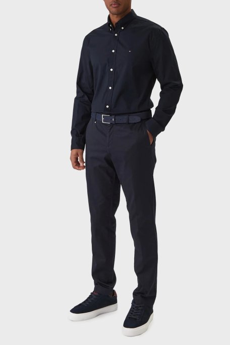 Tommy Hilfiger % 100 Pamuk Regular Fit Logolu Erkek Gömlek MW0MW39988 DW5 LACİVERT - Tommy Hilfiger (1)