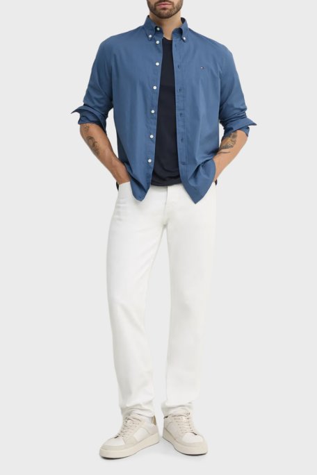Tommy Hilfiger % 100 Pamuk Regular Fit Uzun Kollu Erkek Gömlek MW0MW37550 DBZ MAVİ - Tommy Hilfiger (1)