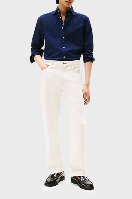 Tommy Hilfiger % 100 Pamuk Regular Fit Uzun Kollu Logolu Erkek Gömlek MW0MW35774 0G0 LACİVERT - Tommy Hilfiger (1)