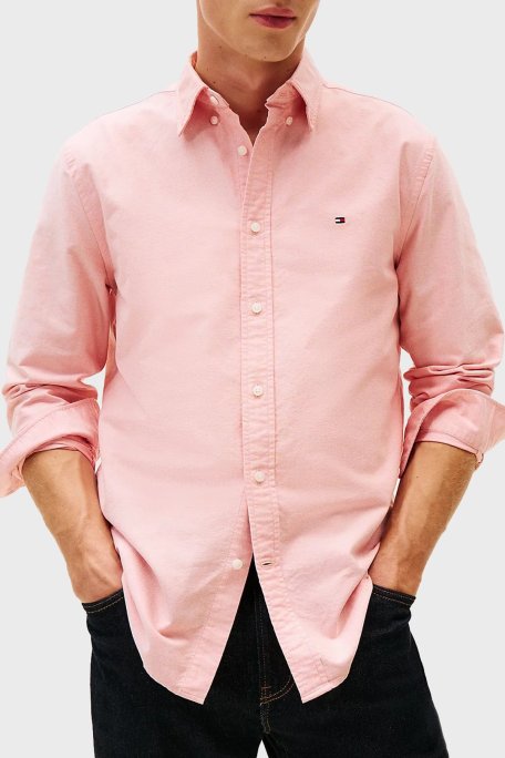 Tommy Hilfiger % 100 Pamuk Regular Fit Uzun Kollu Logolu Erkek Gömlek MW0MW35774 SCX ORANGE - Tommy Hilfiger