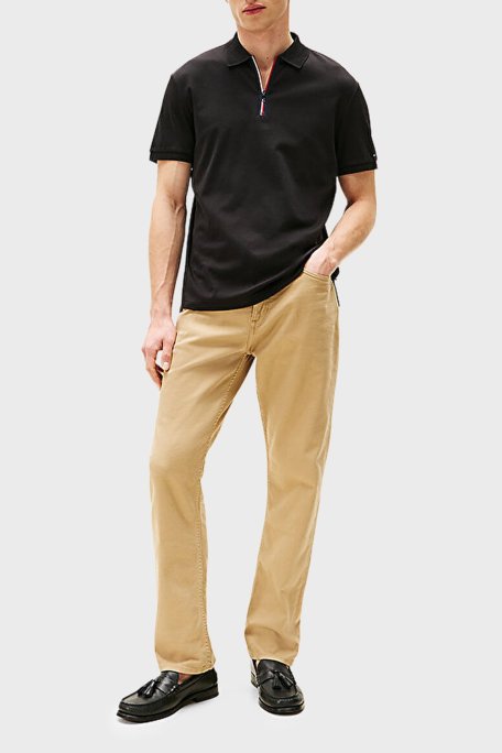 Tommy Hilfiger % 100 Pamuk Regular Fit Yarım Fermuarlı Erkek Polo Yaka T Shirt MW0MW39552 BDS SİYAH - Tommy Hilfiger (1)