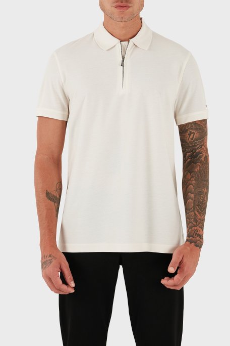 Tommy Hilfiger % 100 Pamuk Regular Fit Yarım Fermuarlı Erkek Polo Yaka T Shirt MW0MW39769 Z00 AÇIK BEJ - Tommy Hilfiger