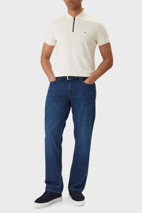 Tommy Hilfiger % 100 Pamuk Regular Fit Yarım Fermuarlı Erkek Polo Yaka T Shirt MW0MW41613 Z00 AÇIK BEJ - Tommy Hilfiger (1)