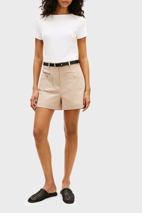 Tommy Hilfiger % 100 Pamuk Slim Fit Kayık Yaka Bayan T Shirt WW0WW49250 YBL BEYAZ - Tommy Hilfiger (1)