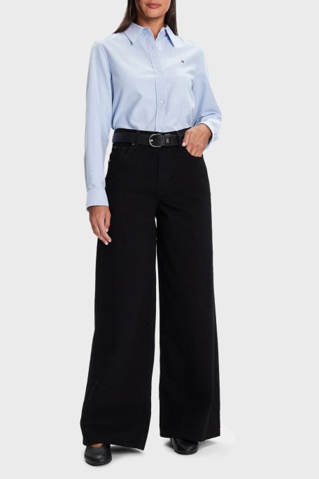 Tommy Hilfiger % 100 Pamuk Wide Leg Yüksek Bel Geniş Paça Jeans Bayan Kot Pantolon WW0WW48254 1BY SİYAH - Tommy Hilfiger (1)