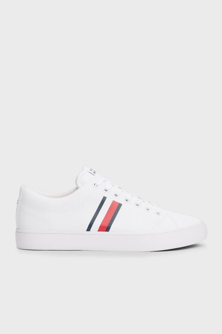 Tommy Hilfiger Bant Logolu Sneaker Erkek Ayakkabı FM0FM05393 YBS BEYAZ - Tommy Hilfiger