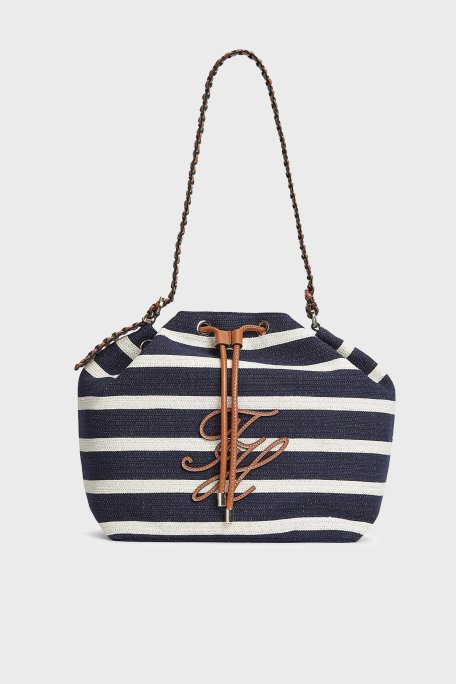 Tommy Hilfiger Çizgili Logolu Ayarlanabilir Askılı Kadın Çanta AW0AW18401 0GY LACİVERT-BEYAZ - Tommy Hilfiger