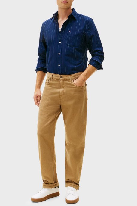 Tommy Hilfiger Çizgili Pamuklu Regular Fit Uzun Kollu Erkek Gömlek MW0MW41694 C7G MAVİ - Tommy Hilfiger (1)