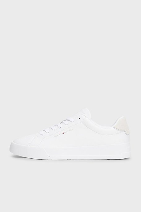 Tommy Hilfiger Deri Karışımlı Logolu Sneaker Erkek Ayakkabı FM0FM05367 YBS BEYAZ - Tommy Hilfiger (1)