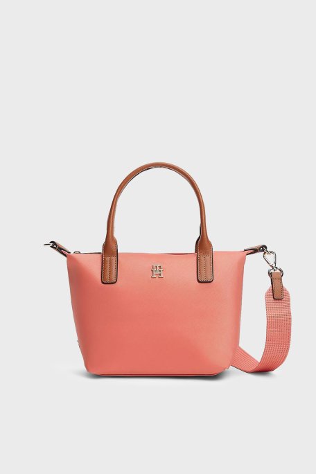 Tommy Hilfiger Deri Karışımlı Sabit Askılı Kadın Çanta AW0AW17709 TJ8 PEMBE - Tommy Hilfiger