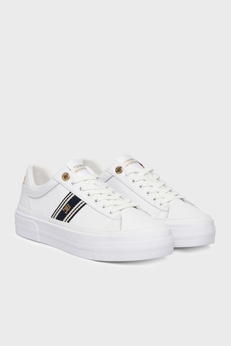 Tommy Hilfiger Deri Karışımlı Sneaker Kadın Ayakkabı FW0FW09353 YBS BEYAZ - Tommy Hilfiger (1)