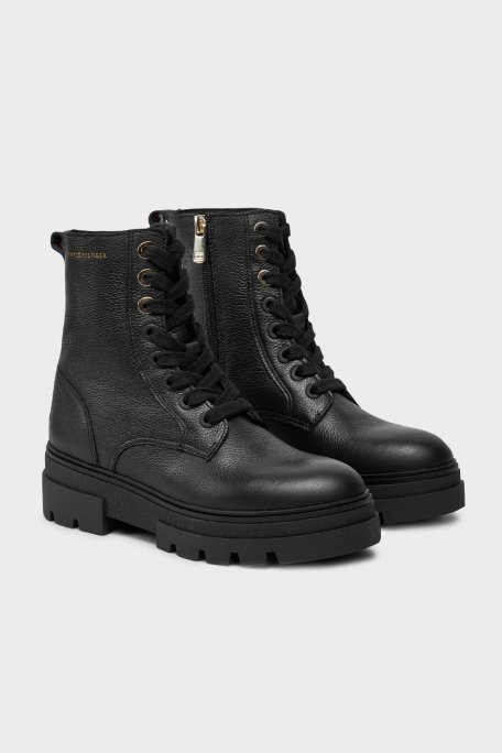 Tommy Hilfiger Deri Logolu Bayan Bot FW0FW08160 BDS SİYAH - Tommy Hilfiger (1)