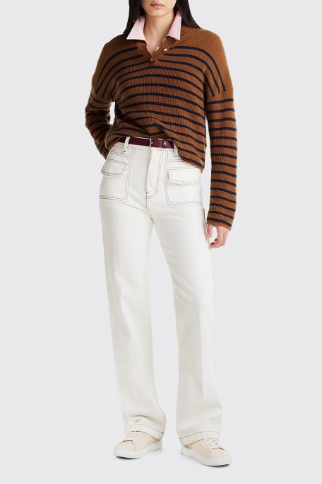 Tommy Hilfiger Deri Logolu Metalik Detaylı Sneaker Bayan Ayakkabı FW0FW08382 AA8 BEJ - Tommy Hilfiger (1)