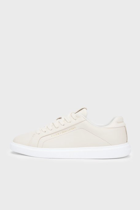 Tommy Hilfiger Deri Logolu Sneaker Bayan Ayakkabı FW0FW08949 AEO BEJ - Tommy Hilfiger (1)