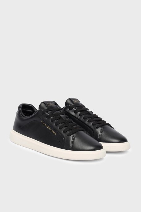 Tommy Hilfiger Deri Logolu Sneaker Kadın Ayakkabı FW0FW08949 BDS SİYAH - Tommy Hilfiger (1)
