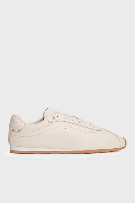 Tommy Hilfiger Deri Logolu Sneaker Bayan Ayakkabı FW0FW08951 AEO BEJ - Tommy Hilfiger