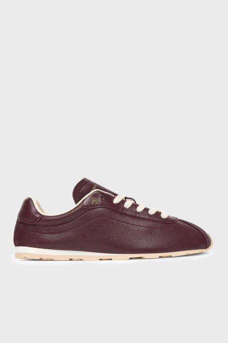 Tommy Hilfiger Deri Logolu Sneaker Kadın Ayakkabı FW0FW08951 XI8 KIRMIZI - Tommy Hilfiger