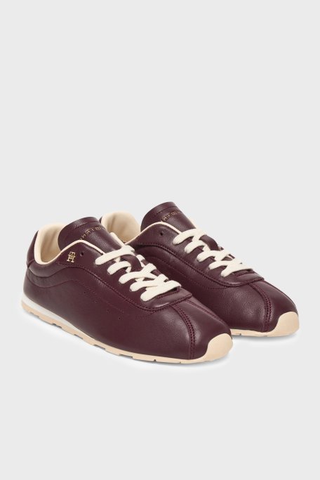 Tommy Hilfiger Deri Logolu Sneaker Kadın Ayakkabı FW0FW08951 XI8 KIRMIZI - Tommy Hilfiger (1)