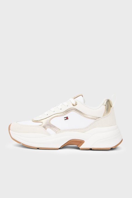 Tommy Hilfiger Deri Logolu Sneaker Kadın Ayakkabı FW0FW09204 0HU BEYAZ-GOLD - Tommy Hilfiger (1)