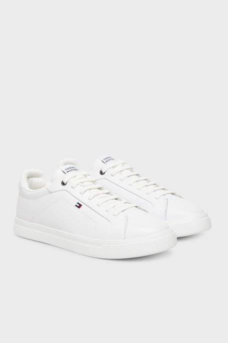Tommy Hilfiger Deri Logolu Sneaker Erkek Ayakkabı FM0FM05678 YBS BEYAZ - Tommy Hilfiger (1)