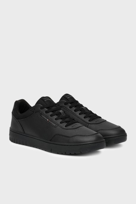 Tommy Hilfiger Deri Logolu Sneaker Erkek Ayakkabı FM0FM05713 BDS SİYAH - Tommy Hilfiger (1)