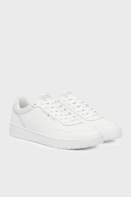 Tommy Hilfiger Deri Logolu Sneaker Erkek Ayakkabı FM0FM05713 YBS BEYAZ - Tommy Hilfiger (1)