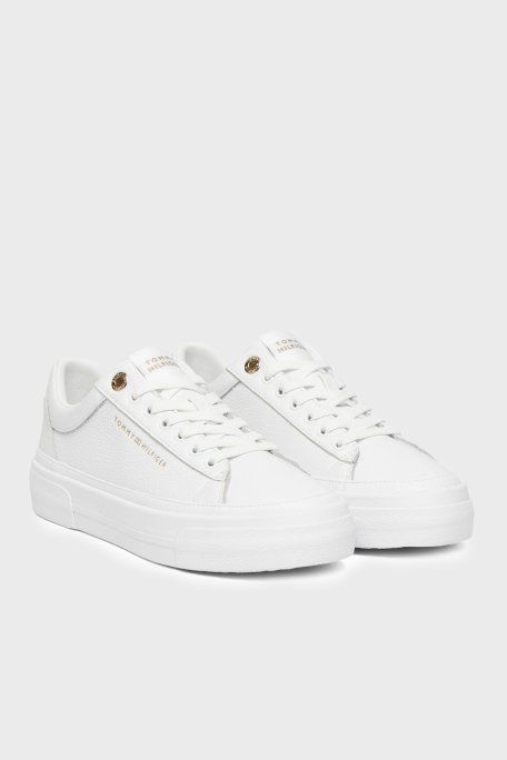 Tommy Hilfiger Deri Logolu Sneker Bayan Ayakkabı FW0FW09018 YBS BEYAZ - Tommy Hilfiger (1)