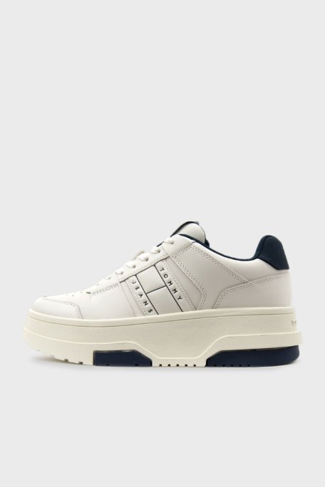 Tommy Hilfiger Deri Platform Sneaker Bayan Ayakkabı EN0EN02592 YBI BEYAZ - Tommy Hilfiger