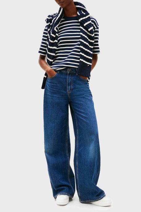 Tommy Hilfiger Deri Platform Sneaker Bayan Ayakkabı FW0FW08464 0LH EKRU-MAVİ - Tommy Hilfiger (1)