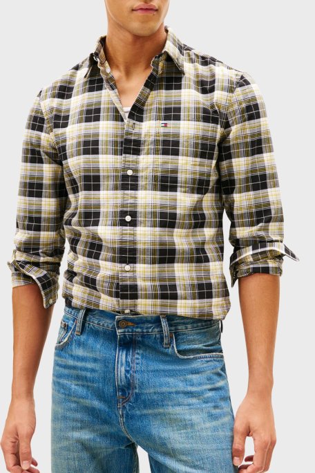 Tommy Hilfiger Ekoseli Pamuklu Regular Fit Uzun Kollu Erkek Gömlek MW0MW41678 0MD SİYAH - Tommy Hilfiger