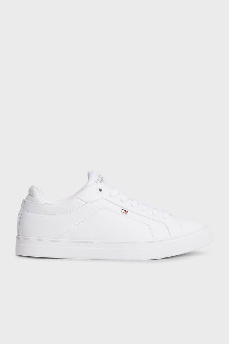 Tommy Hilfiger Hakiki Deri Bağcıklı Sneaker Bayan Ayakkabı FW0FW08815 YBR BEYAZ - Tommy Hilfiger