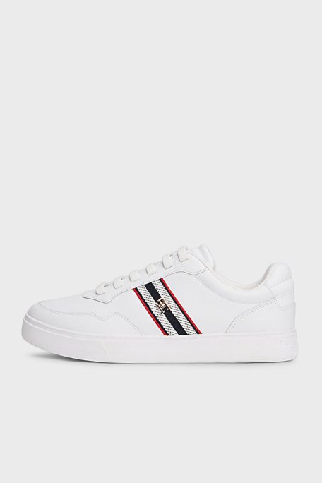 Tommy Hilfiger Hakiki Deri Logolu Bağcıklı Sneaker Bayan Ayakkabı FW0FW09001 YBS BEYAZ - Tommy Hilfiger (1)