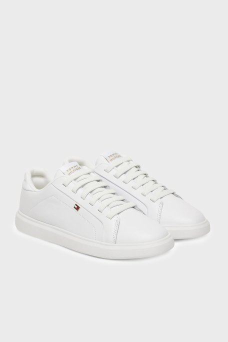 Tommy Hilfiger Hakiki Deri Logolu Sneaker Bayan Ayakkabı FW0FW08948 YBS BEYAZ - Tommy Hilfiger (1)
