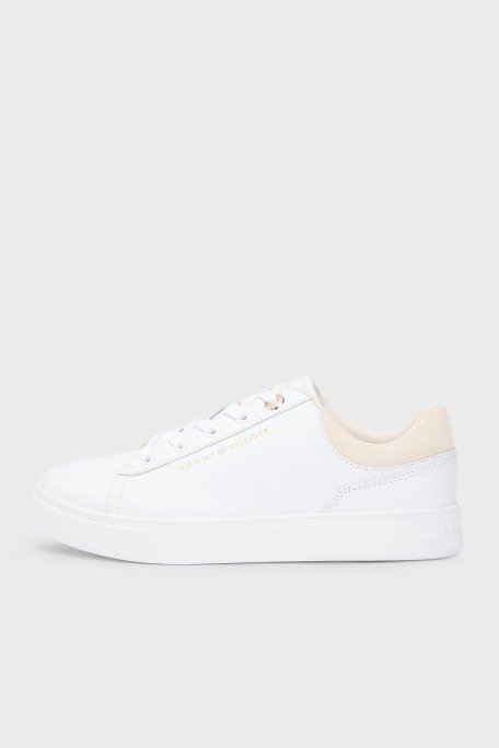 Tommy Hilfiger Hakiki Deri Logolu Sneaker Bayan Ayakkabı FW0FW09020 0K4 BEYAZ - Tommy Hilfiger (1)