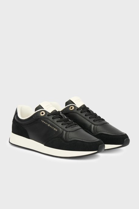 Tommy Hilfiger Hakiki Deri Logolu Sneaker Kadın Ayakkabı FW0FW09267 BDS SİYAH - Tommy Hilfiger (1)