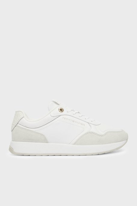 Tommy Hilfiger Hakiki Deri Logolu Sneaker Bayan Ayakkabı FW0FW09267 YBS BEYAZ - Tommy Hilfiger