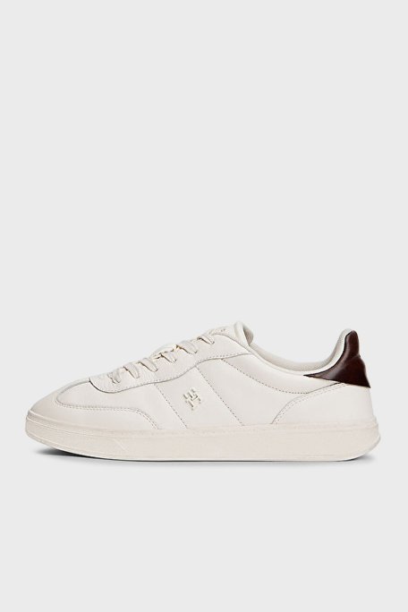 Tommy Hilfiger Hakki Deri Bağcıklı Sneaker Kadın Ayakkabı FW0FW08823 YBH BEYAZ - Tommy Hilfiger (1)