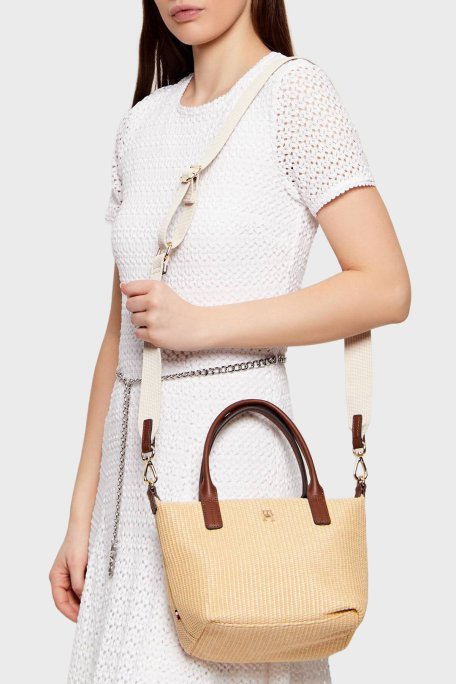 Tommy Hilfiger Hasır Çıkarılabilir Askılı Kadın Çanta AW0AW18523 0F4 BEJ - Tommy Hilfiger (1)