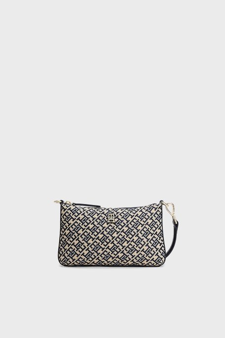 Tommy Hilfiger Jakarlı Çıkarılabilir Askılı Bayan Çanta AW0AW17828 DW6 LACİVERT - Tommy Hilfiger