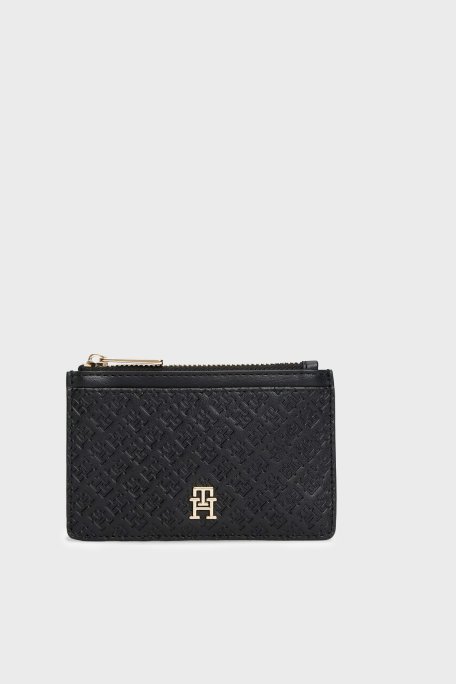 Tommy Hilfiger Kabartma Logolu Kadın Kartlık AW0AW18477 BDS SİYAH - Tommy Hilfiger