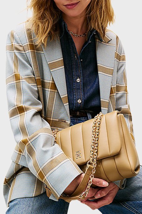 Tommy Hilfiger Kapitoneli Logolu Ayarlanabilir Zincir Askılı Bayan Çanta AW0AW17669 RBC KOYU HAKİ - Tommy Hilfiger (1)