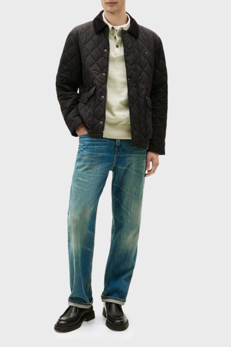 Tommy Hilfiger Kapitoneli Oversize Kadife Yaka Detaylı Erkek Mont MW0MW41768 BDS SİYAH - Tommy Hilfiger (1)