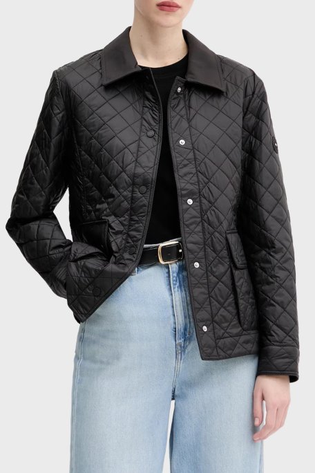 Tommy Hilfiger Kapitoneli Regular Fit Klasik Yaka Dolgulu Bayan Mont WW0WW45641 BDS SİYAH - Tommy Hilfiger