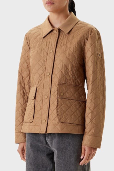 Tommy Hilfiger Kapitoneli Regular Fit Klasik Yaka Dolgulu Bayan Mont WW0WW45641 GWA KAHVE - Tommy Hilfiger